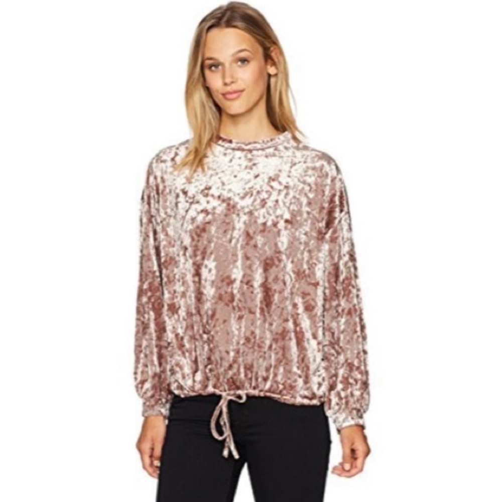 Adriana Papell Pink Crushed Velvet Blouse Size Medium EUC